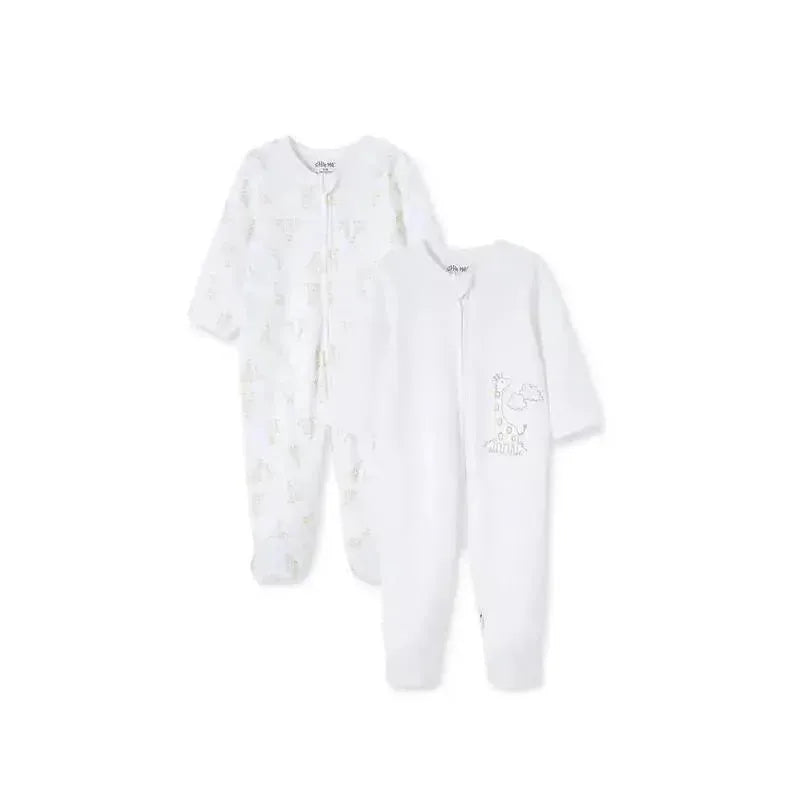 Little Me - Giraffes Footie 2 Pk, White Image 1