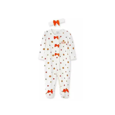 Little Me - Harvest Footie Hat, Ivory Print  Image 2