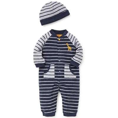 Little Me Jaunty Jungle Coverall Navy.