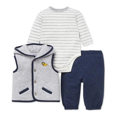 Little Me Jaunty Jungle Vest Set - Navy Image 1
