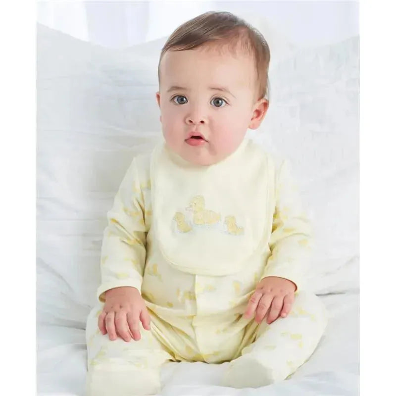 Little Me - Little Ducks Footie/Bib, Yellow Print Image 3