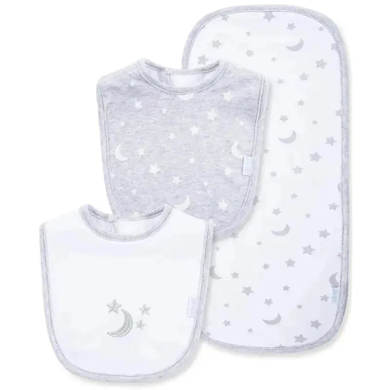 Little Me - Moon& Stars Bib-Burp, Grey Image 1