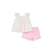 Little Me - Multi Stripe Woven Play Set Pink - Baby clothing Image 2