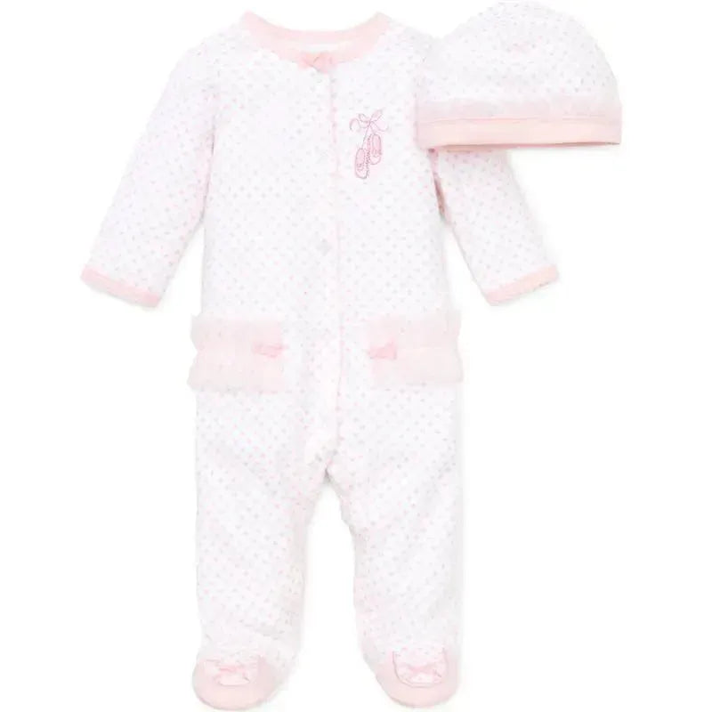 Little Me - Prima Ballerina Footie/Hat, White/Pink Image 1