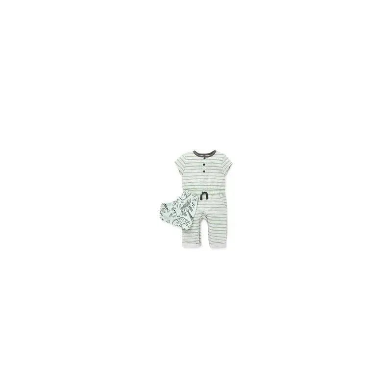 Little Me- Safari Boy Coverall Set, Green Image 1