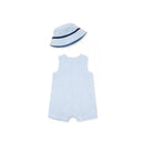 Little Me Sailboat Sunsuit & Hat - Blue Image 2