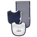 Little Me - Sailboats Bib-Burp One Size, White Print Image 1