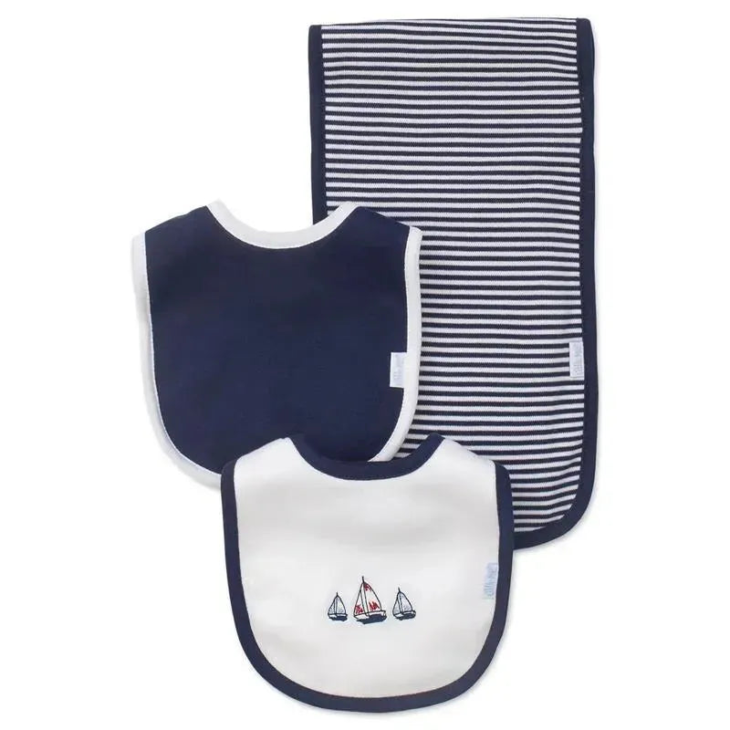 Little Me - Sailboats Bib-Burp One Size, White Print Image 1