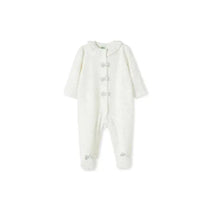 Little Me - Silver Dots Velour Footie, Ivory.