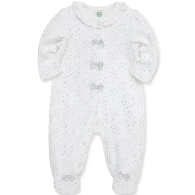 Little Me - Silver Hearts Footie, Ivory Image 1