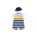 Little Me Striped Whale Romper - Blue Image 1