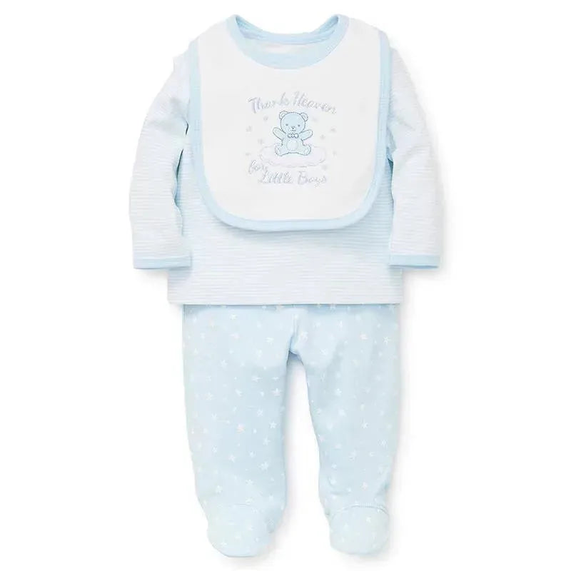 Little Me Thank Heaven Lap Shoulder Set with Bib - Blue Image 2
