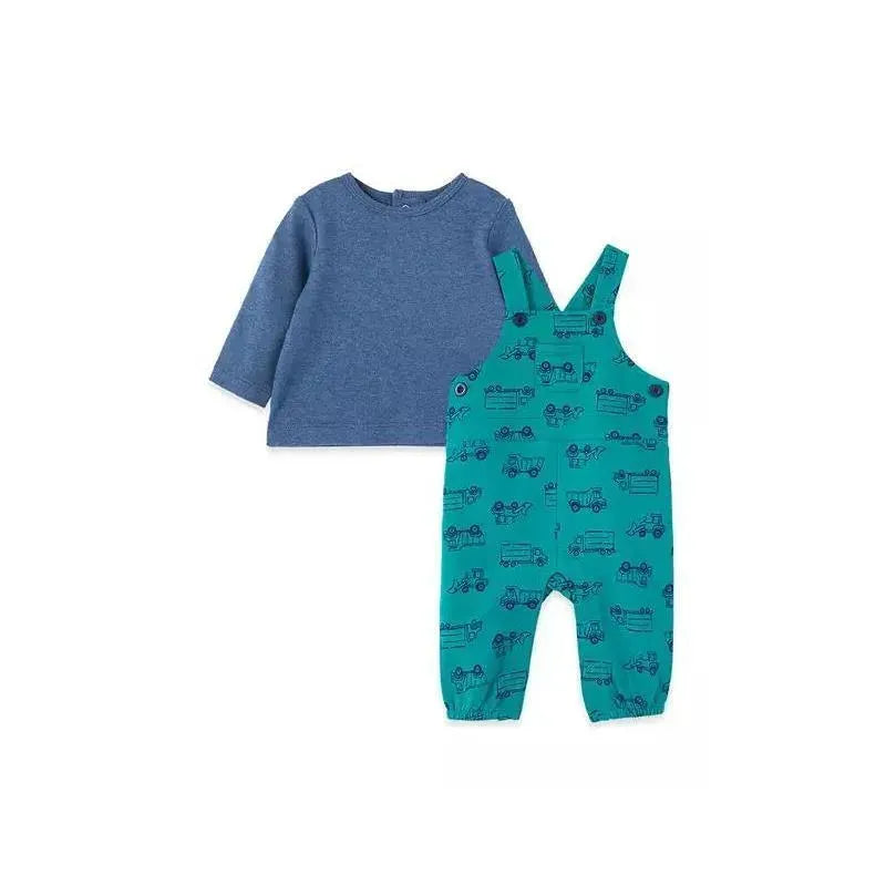 Little Me - Trucks Overall Set, Teal Image 1