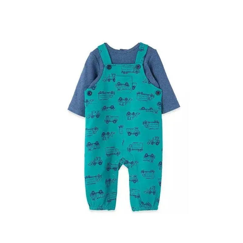 Little Me - Trucks Overall Set, Teal Image 3