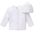 Little Me White Cable Sweater with Hat Image 1