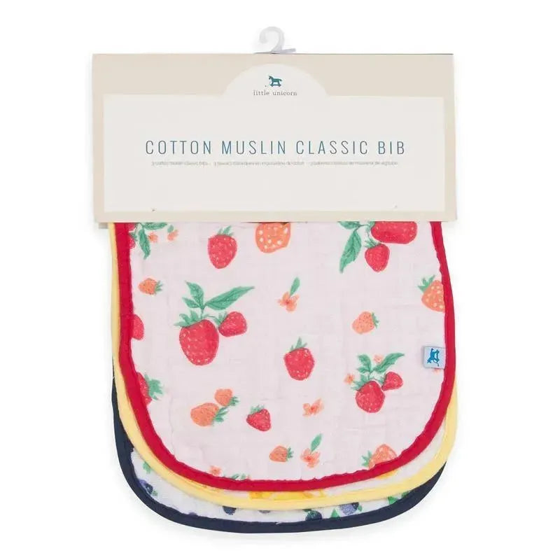 Little Unicorn 3-Pack Cotton Muslin Classic Bib - Berry Lemonade Image 2