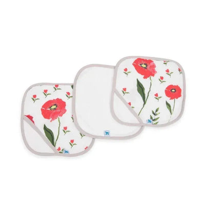 Little Unicorn 3-Pack Cotton Washcloths in Summer Poppy.