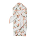 Little Unicorn - Cotton Hooded Towel & Wash Cloth, Watercolor Roses Image 1