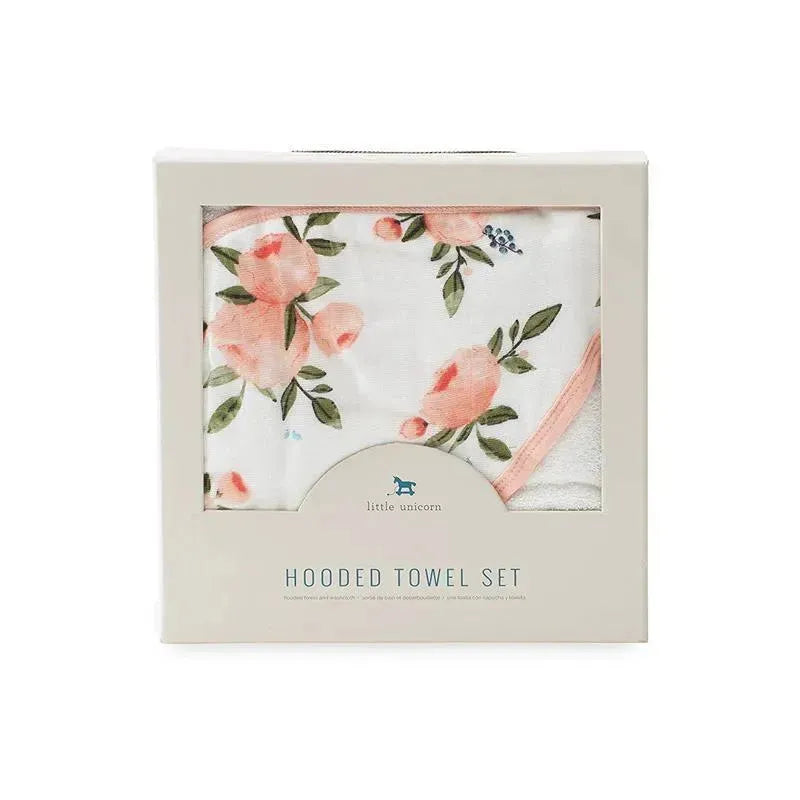 Little Unicorn - Cotton Hooded Towel & Wash Cloth, Watercolor Roses Image 2