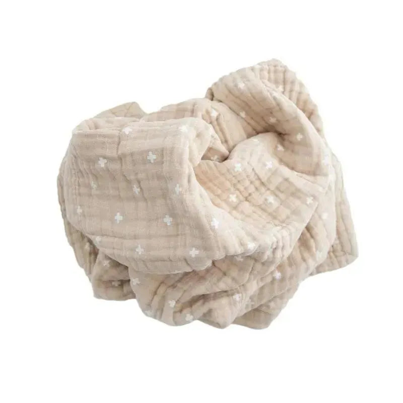 Little Unicorn - Cotton Muslin Baby Quilt, Taupe Cross Image 5