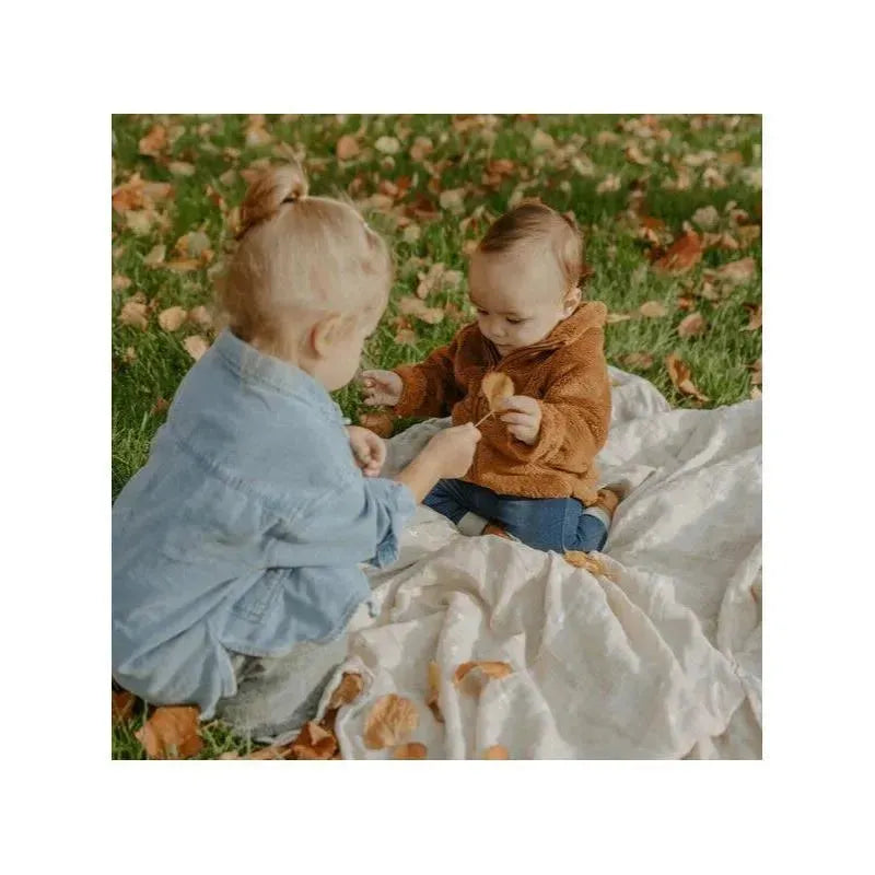 Little Unicorn - Cotton Muslin Baby Quilt, Taupe Cross Image 7