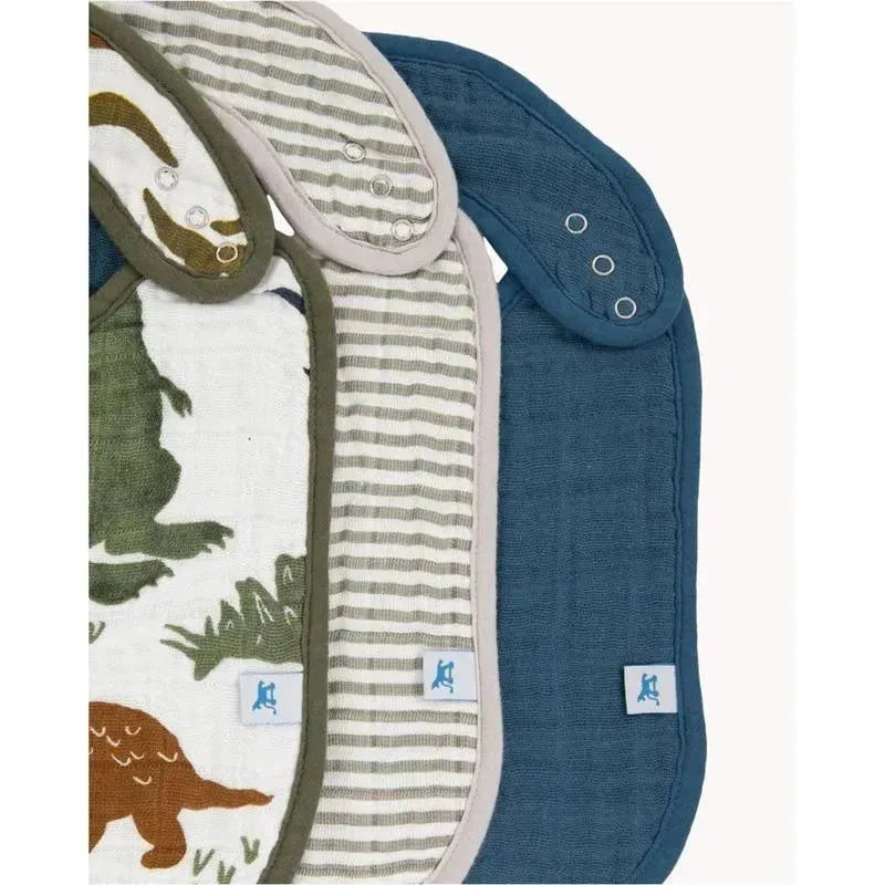 Little Unicorn Cotton Muslin Classic Bib 3 Pack - Dino Friends Image 2