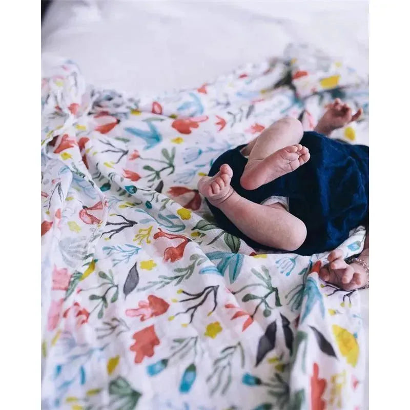 Little Unicorn Cotton Muslin Single Swaddle In Meadow Image 6