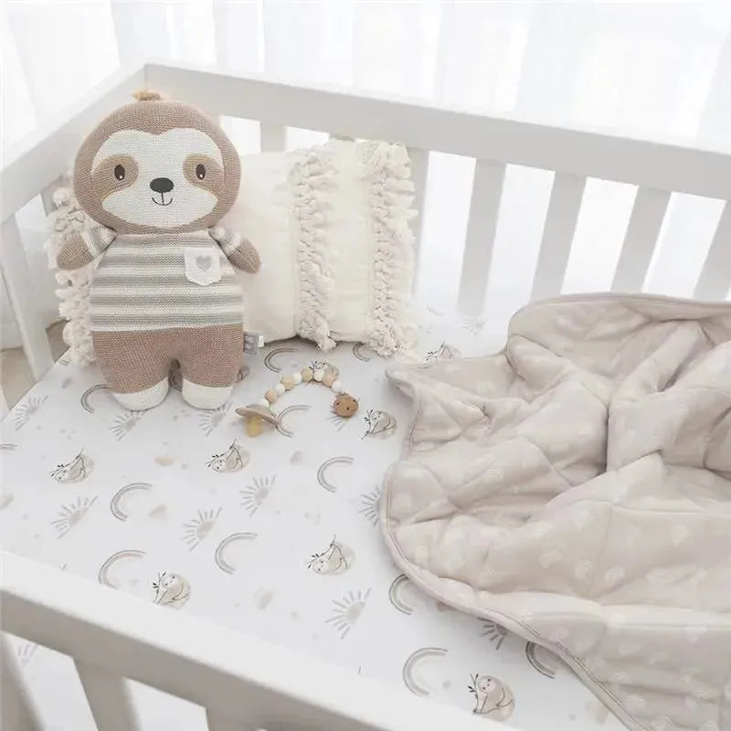 Living Textiles - 100% Cotton Jersey Crib Fitted Sheet, Rainbow Sloth Image 4