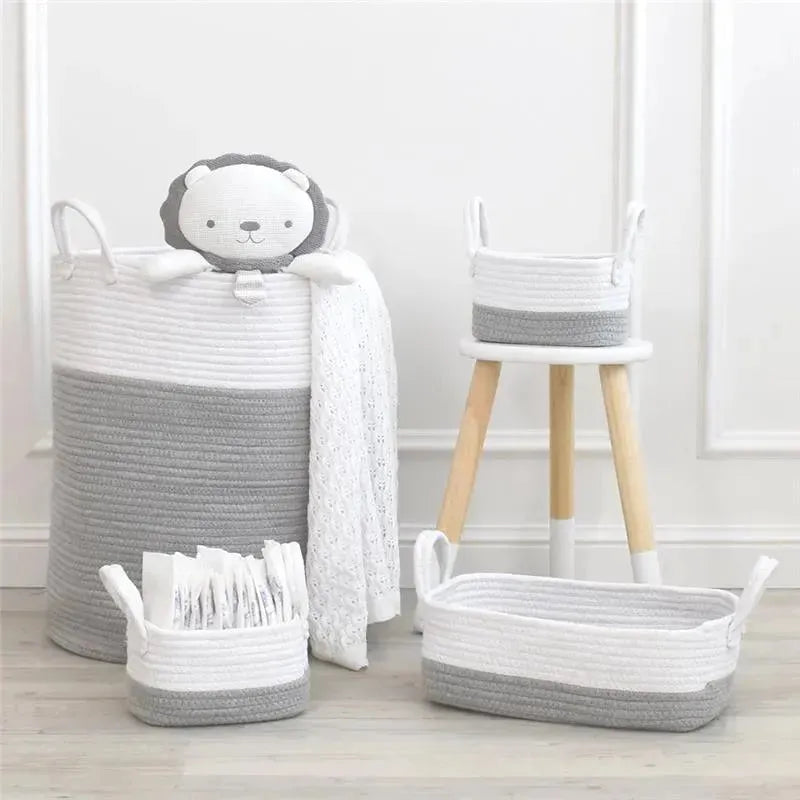 Living Textiles - 3Pk Cotton Rope Storage Set, Grey/White Image 2
