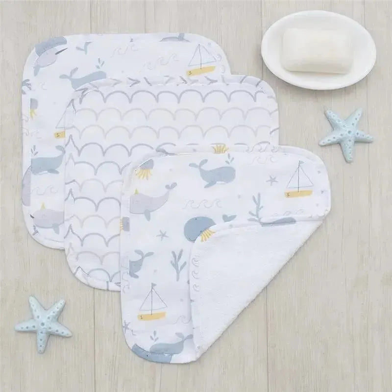 Living Textiles - 3Pk Whale Of A Time Muslin Wash Cloths  Image 2