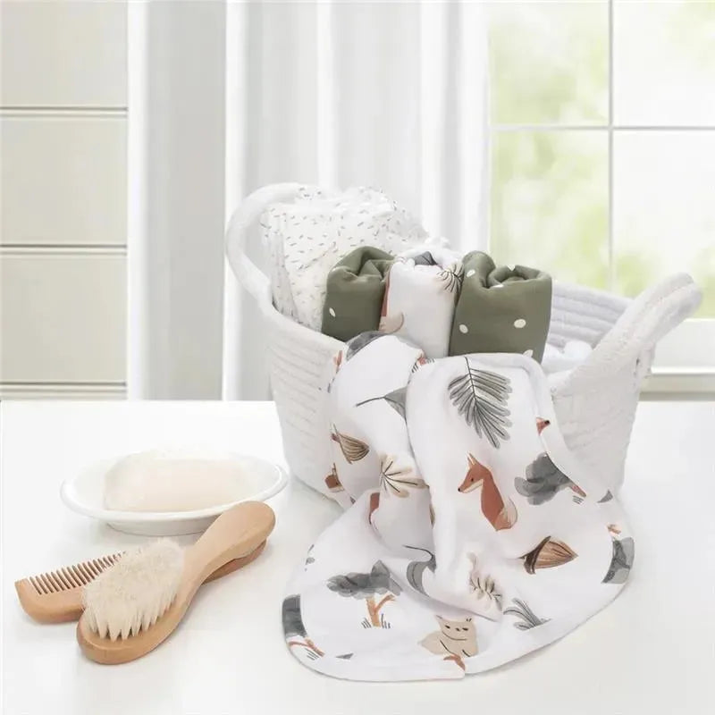 Living Textiles - 4Pk BabyWash Cloths, Forest Retreat/Olive Dots Image 9
