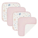 Living Textiles - 4Pk Organic Muslin Washer Cloths, Botanical/Blush Image 1