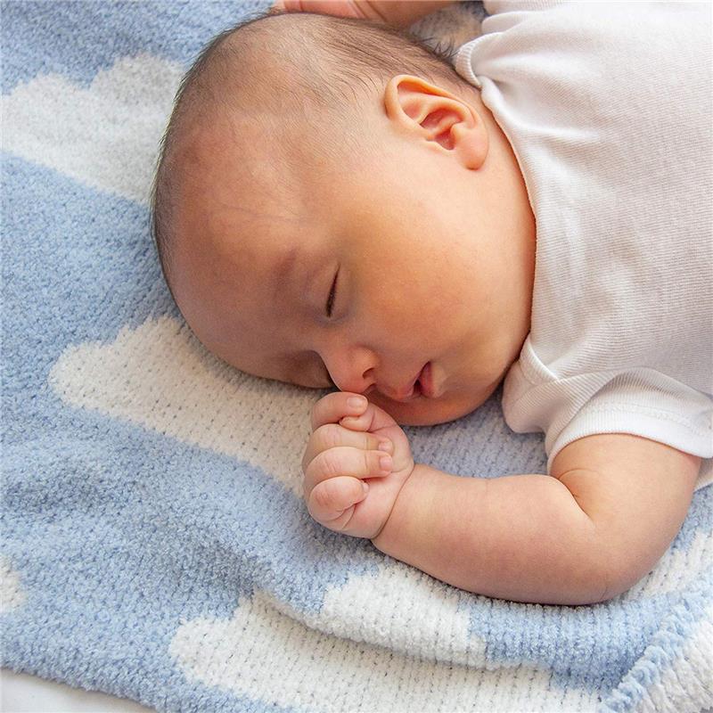 Living Textiles Chenille Baby Blanket - Blue Clouds Image 5