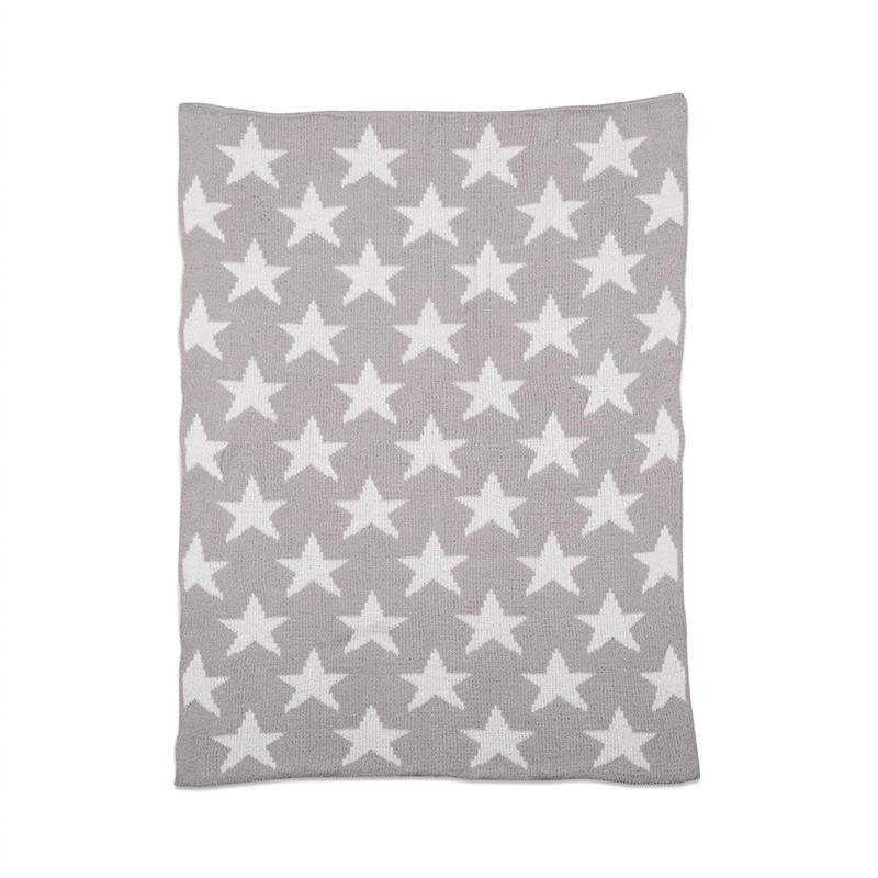 Living Textiles Chenille Baby Blanket - Grey Stars Image 1