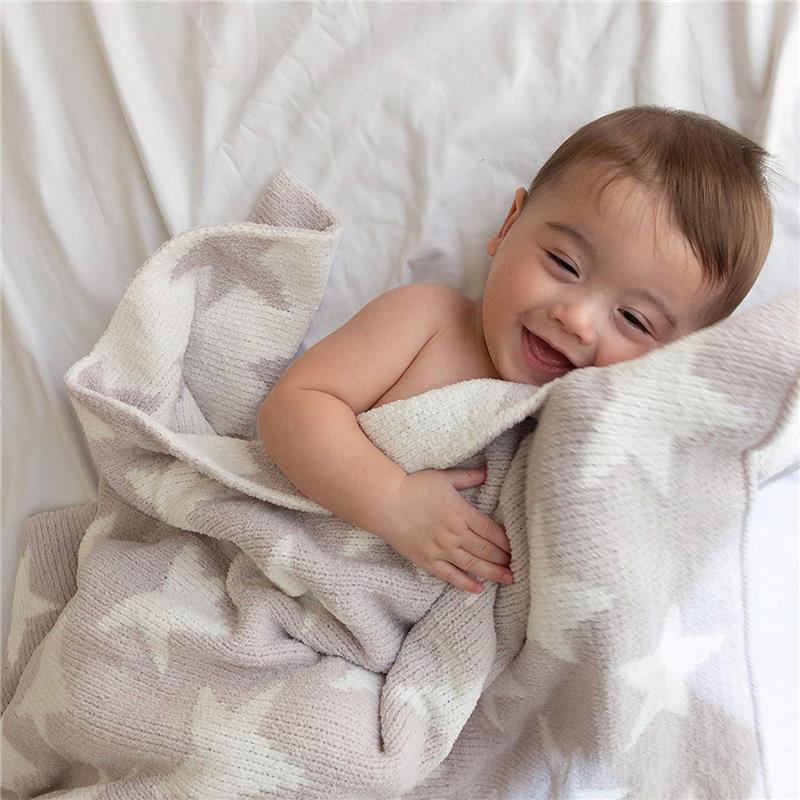 Living Textiles Chenille Baby Blanket - Grey Stars Image 4