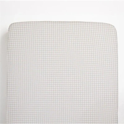 Living Textiles - Cotton Jersey Fitted Sheet, Cream Gingham Image 1