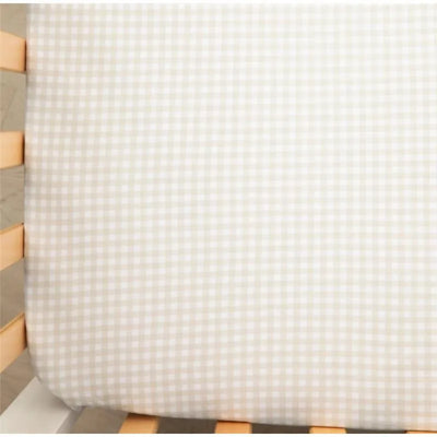 Living Textiles - Cotton Jersey Fitted Sheet, Cream Gingham Image 2