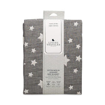 Living Textiles Cotton Muslin Jacquard Blanket - Grey Star Image 1