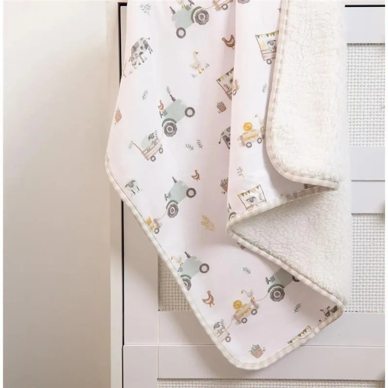 Living Textiles - Jersey Sherpa Blanket, Tractor Ride Image 3