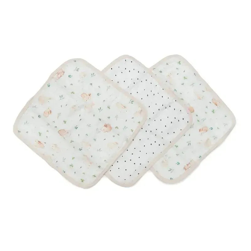 Loulou Lollipop - 3Pk Washcloth Set, Bunny Meadow Image 1