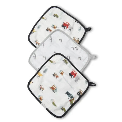 Loulou Lollipop - 3Pk Washcloth Set, Happy Trucks Image 1