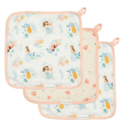 Loulou Lollipop 3Pk Washcloth Set Mermaids Image 1