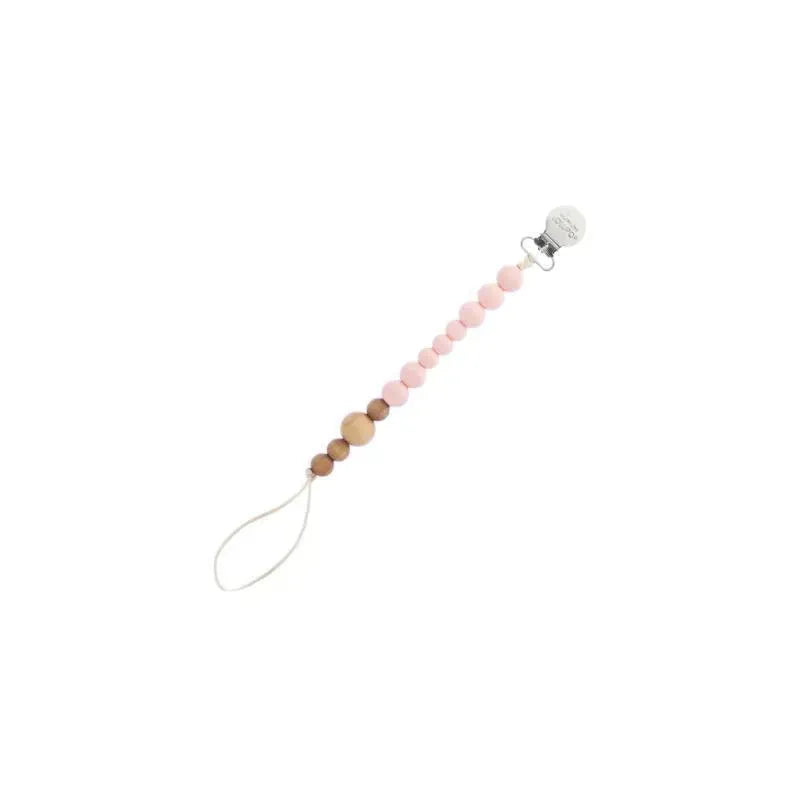 Loulou LOLLIPOP Colour Block Wood + Silicone Pacifier Clip, Delicate Pink Image 1