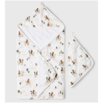 Loulou Lollipop Hooded Towel Set Bears On Bikes Image 1