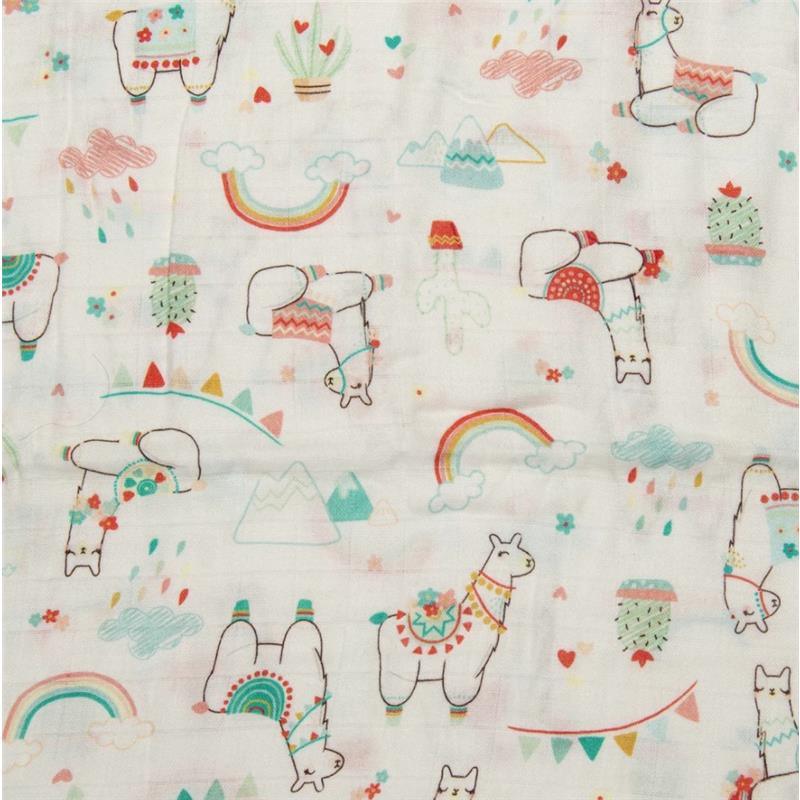 Loulou Lollipop - Llama Rainbow Swaddle Blanket 1Pk Image 5