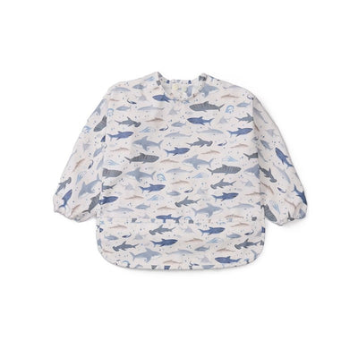 Loulou Lollipop Long Sleeve Bib - Smiley Sharks Image 1