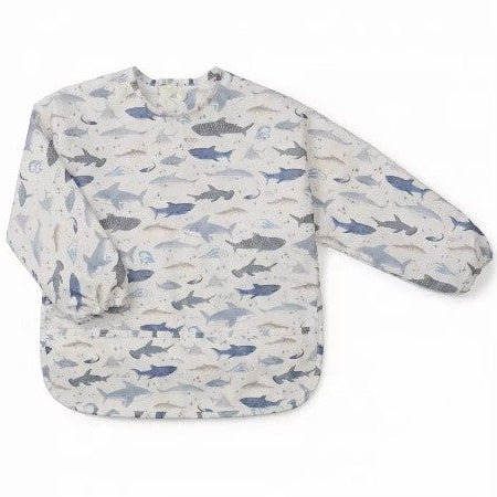 Loulou Lollipop Long Sleeve Bib - Smiley Sharks Image 2