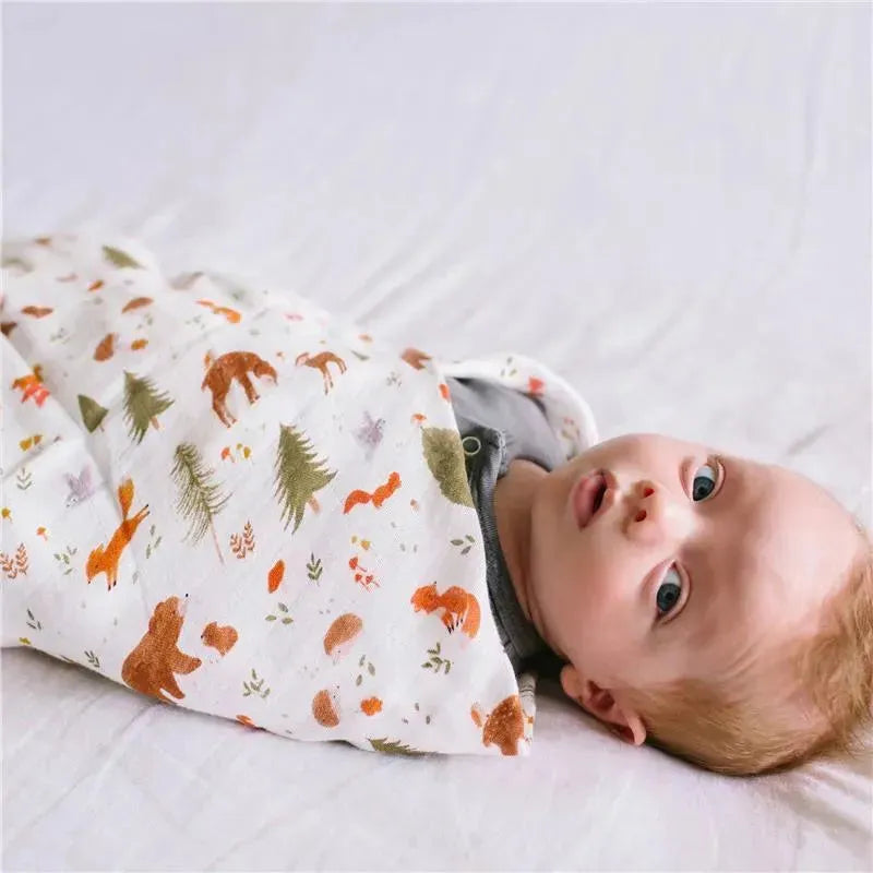 Loulou Lollipop Muslin Baby Swaddle - Forest Friends Image 5