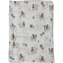 Loulou Lollipop Muslin Swaddle, Bears On Bikes Image 1