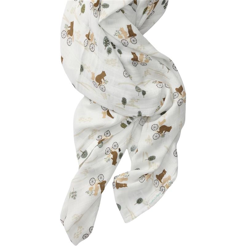 Loulou Lollipop Muslin Swaddle, Bears On Bikes Image 2